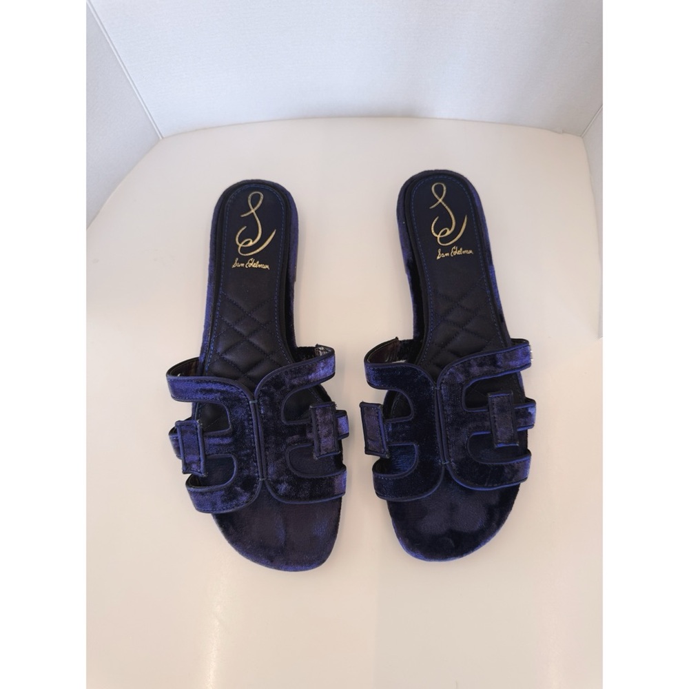 NWOT Sam Edelman Bay Honore Velvet Sandals in Dark Winter Violet, Size 8 - Picture 5 of 9